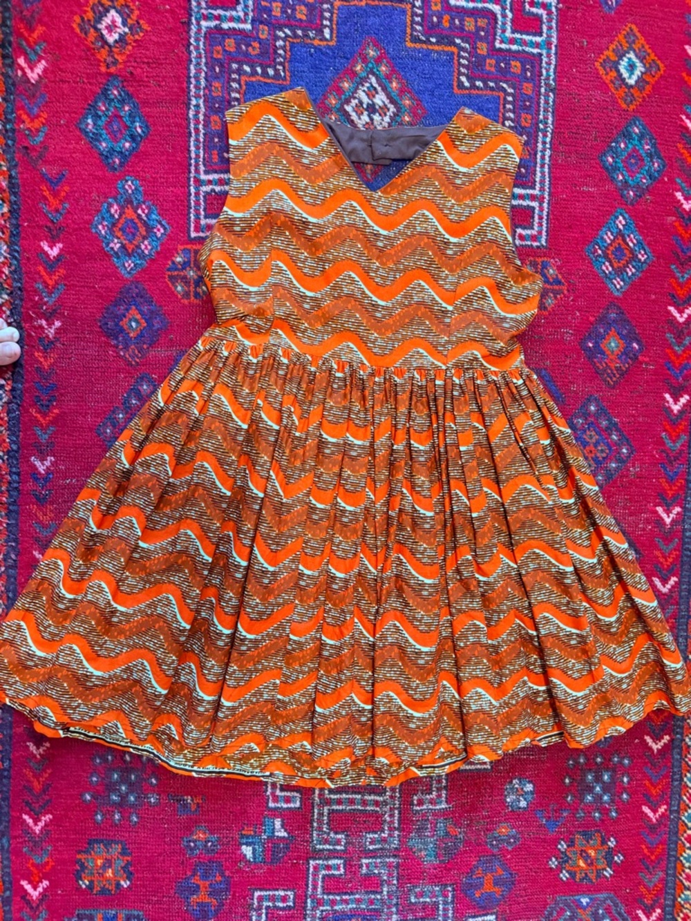Handmade wax cotton lined African Ankara baby doll sundress keyhole back
